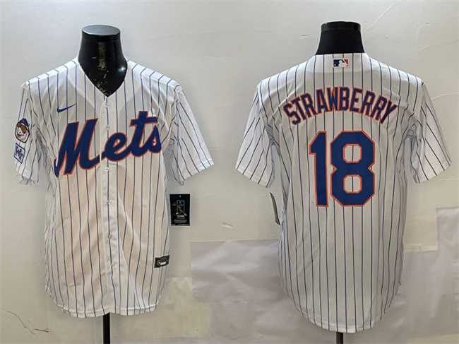 Men%27s New York Mets #18 Darryl Strawberry White 2025 Spring Training Cool Base Stitched Jersey->new york mets->MLB Jersey